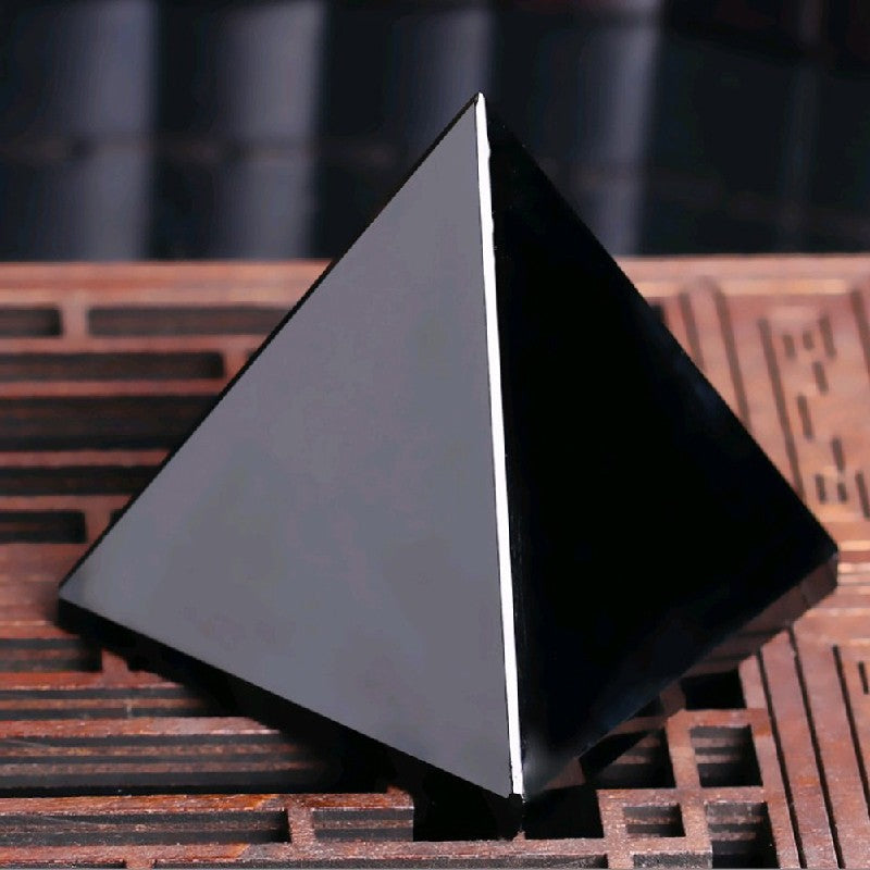 Natural Black Obsidian Quartz Pyramid