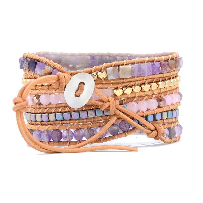 Cherry Blossom Agate Wrap Bracelet