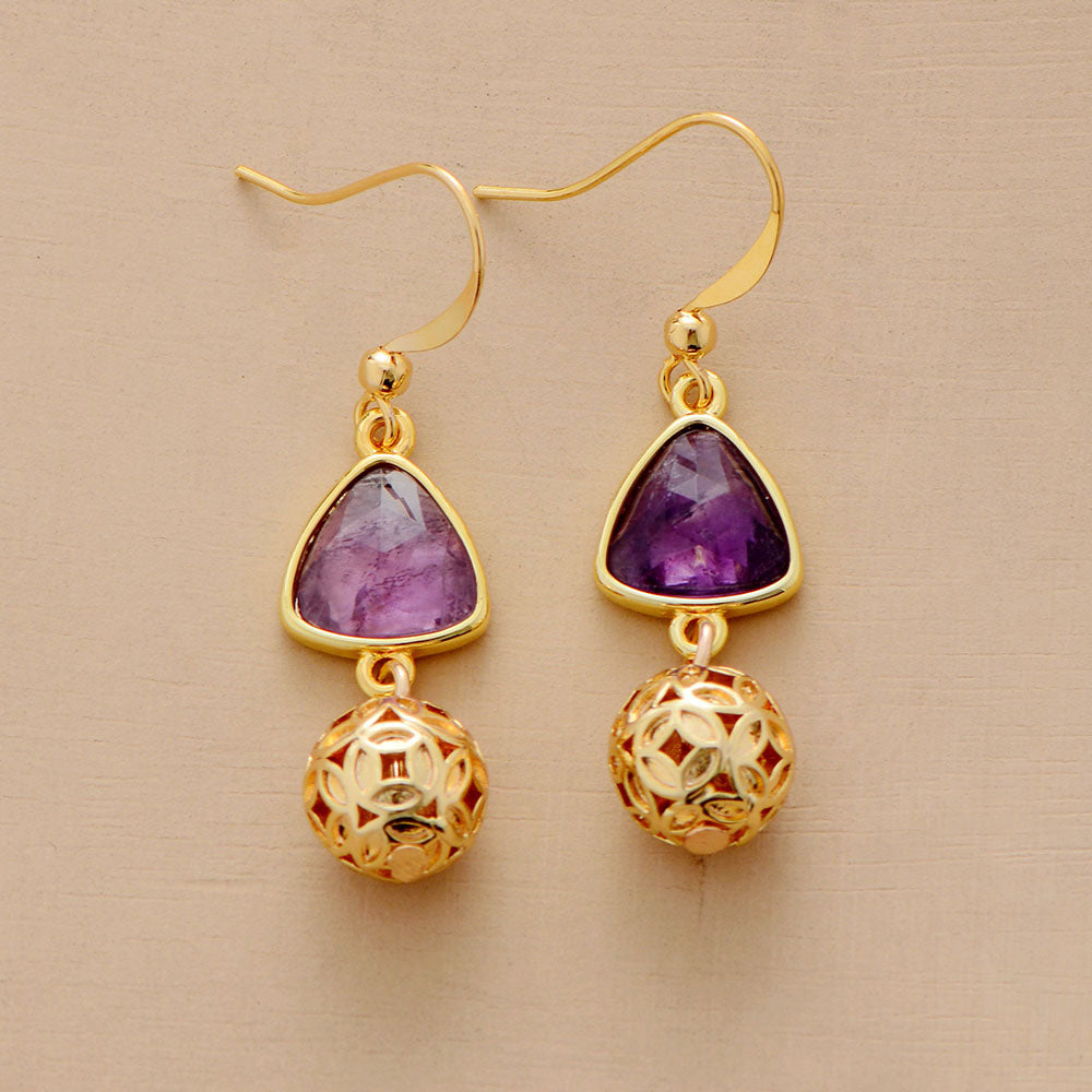 Elegant Gold Amethyst Earrings