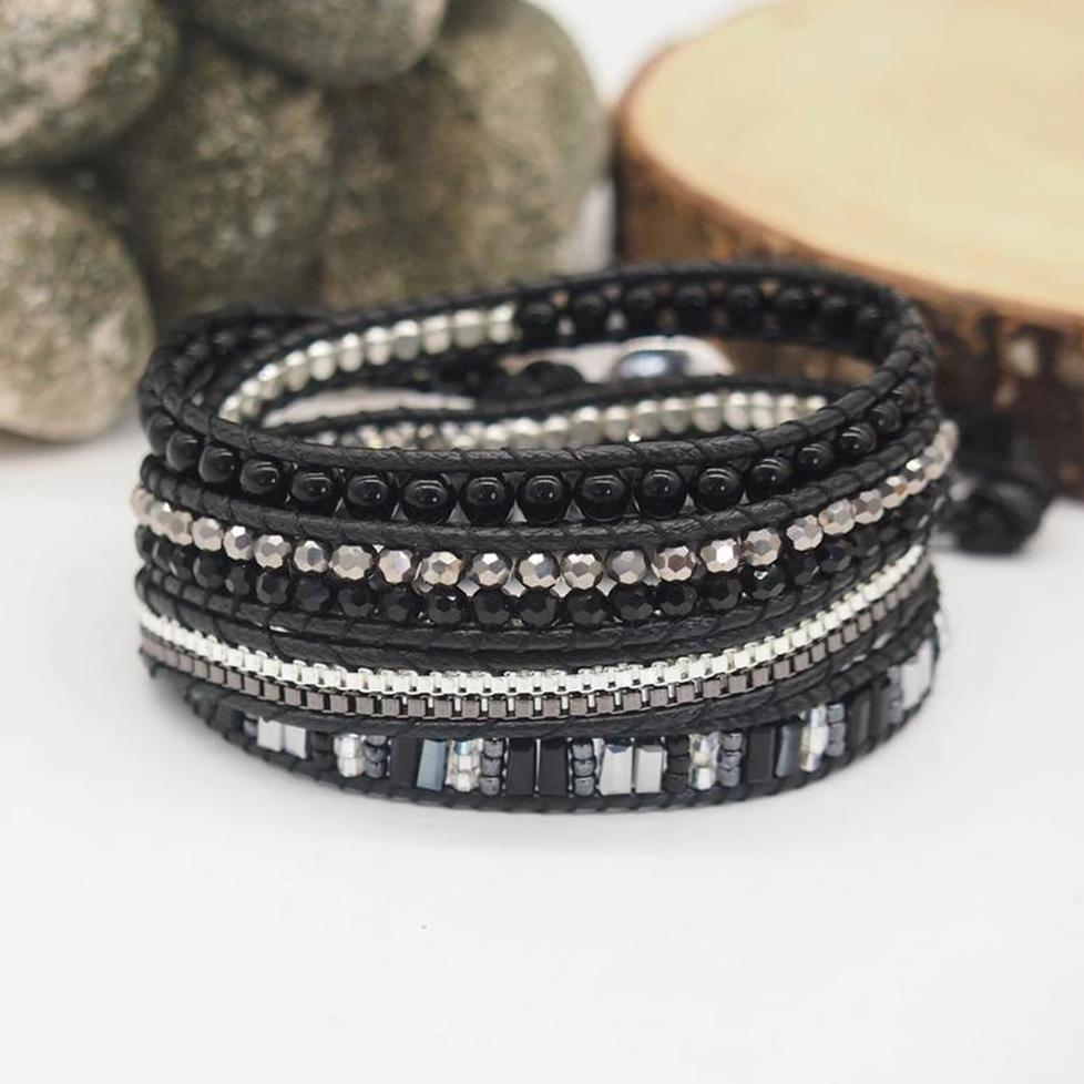 Black Agate Grounding Wrap Bracelet