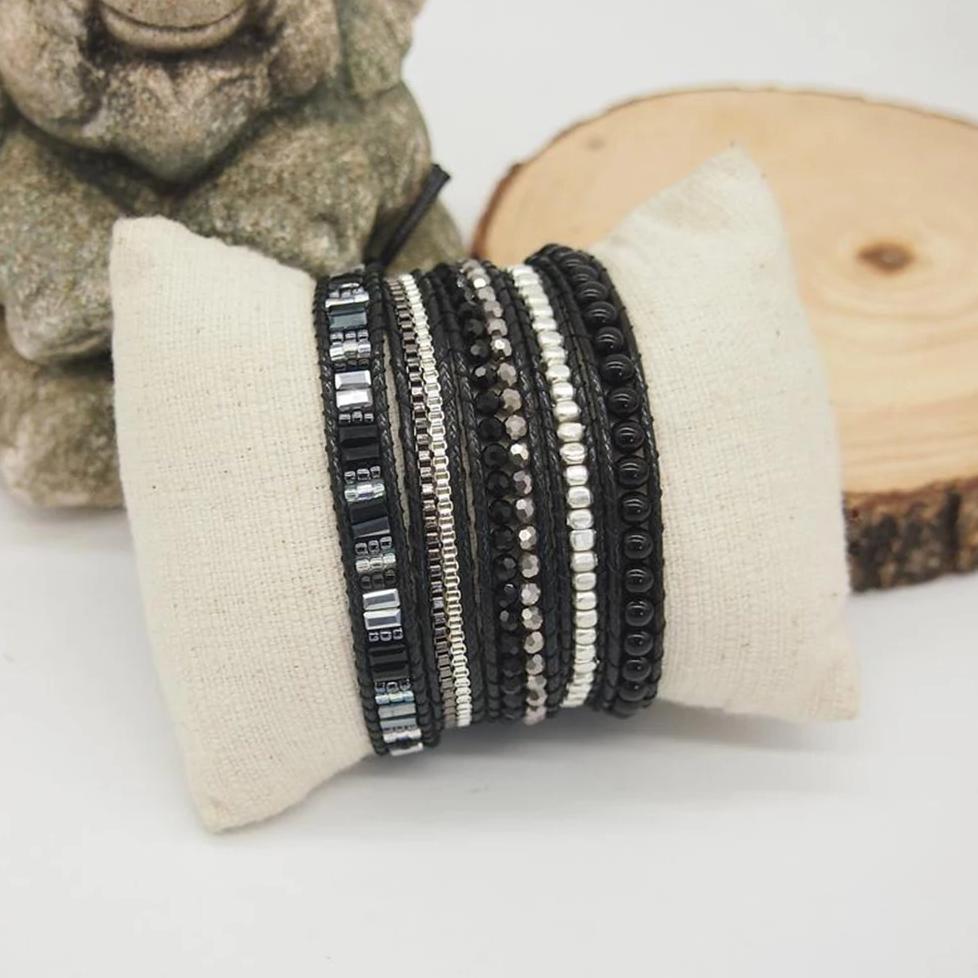 Black Agate Grounding Wrap Bracelet