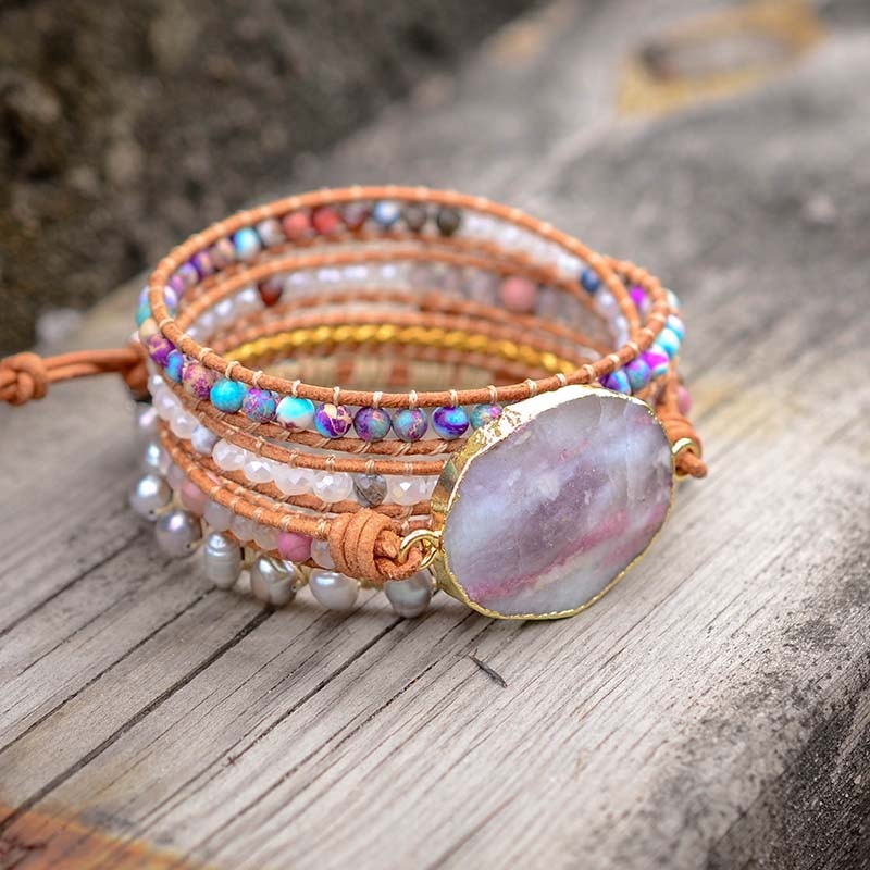 Divine Love Pink Tourmaline Wrap Bracelet - Earth Healing Stones