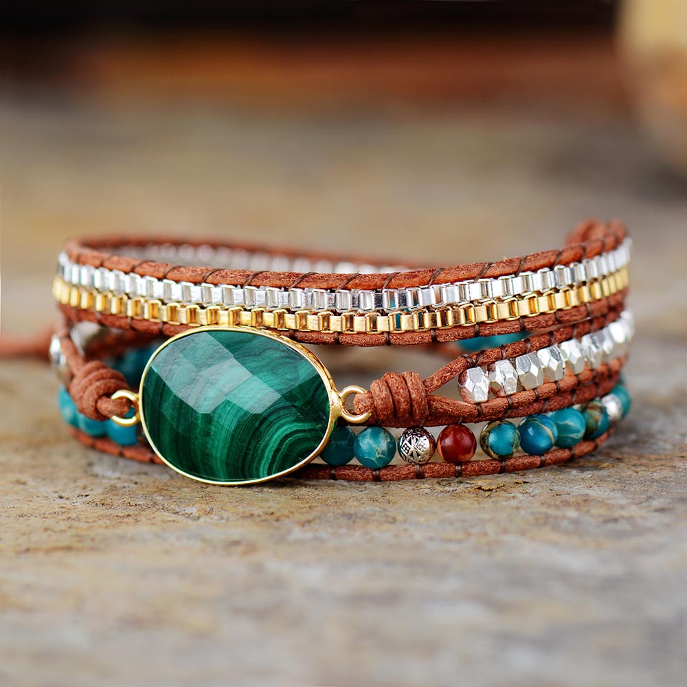 Malachite Protection Wrap BraceletMalachite Protection Wrap Bracelet