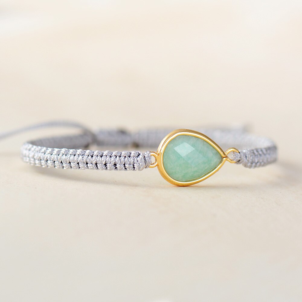 Macrame Amazonite Teardrop Bracelet