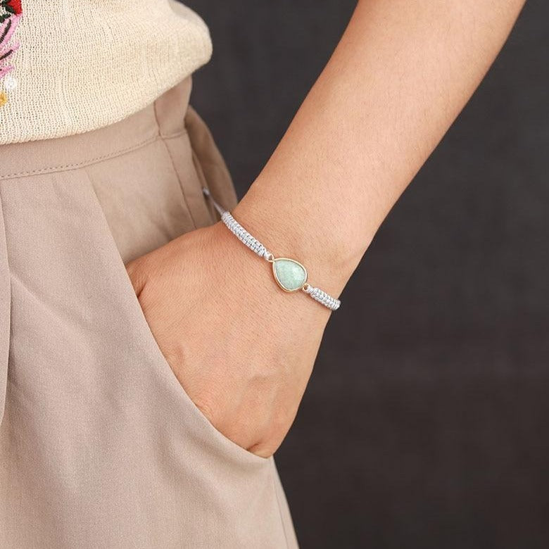 Macrame Amazonite Teardrop Bracelet