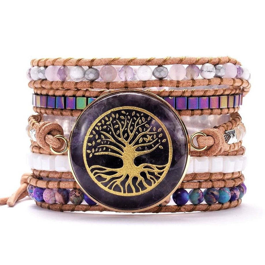 Healing Amethyst Tree of Life Bracelet