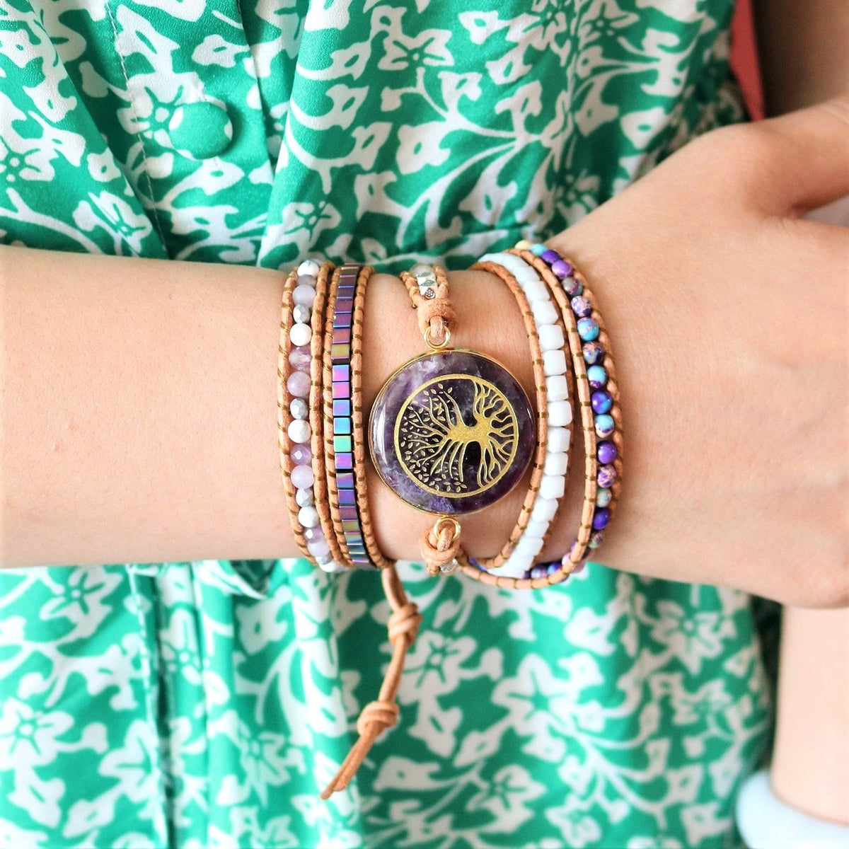 Healing Amethyst Tree of Life Bracelet
