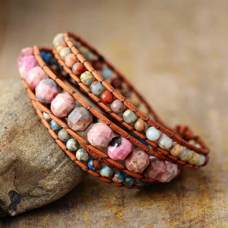 Boho Pink Rhodonite Bracelet