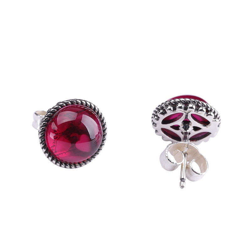 Ruby Stud Earrings Silver