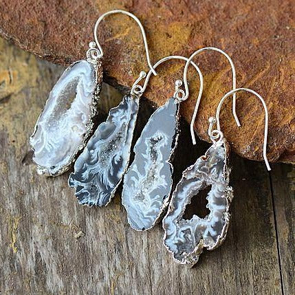 Labradorite Druzy Earrings (Gold &amp; Silver)