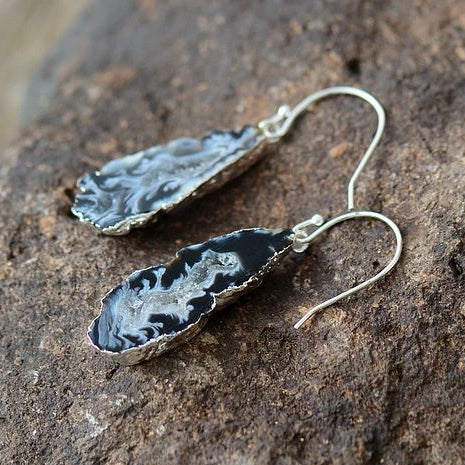 Labradorite Druzy Earrings (Gold &amp; Silver)