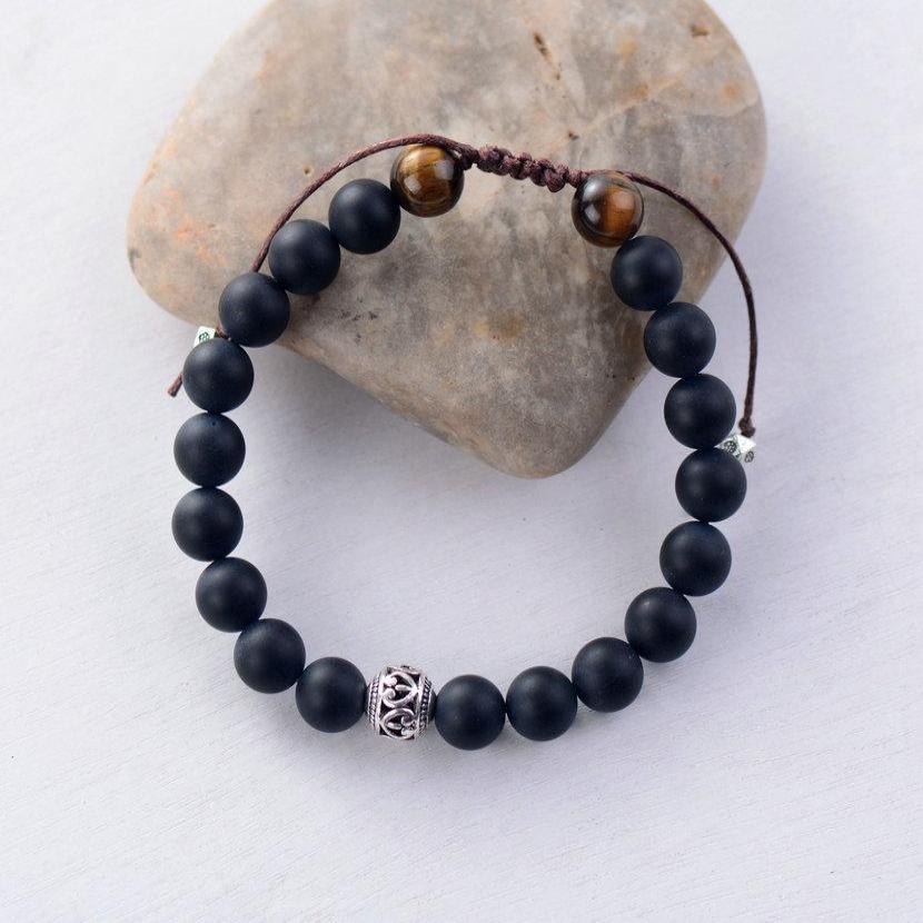 Matte Agate Shambhala Bracelet