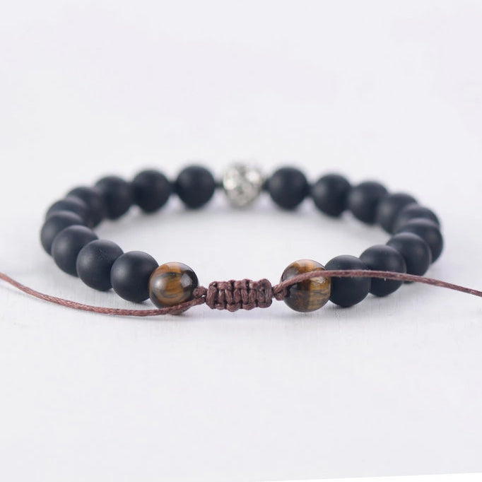 Matte Agate Shambhala Bracelet