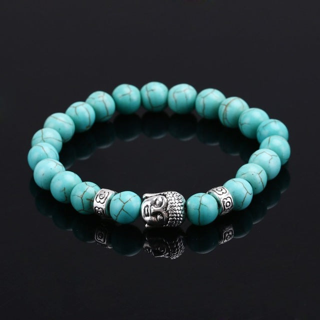 Lava Stone &amp; Buddha Head Mala Bracelet