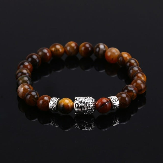 Lava Stone &amp; Buddha Head Mala Bracelet