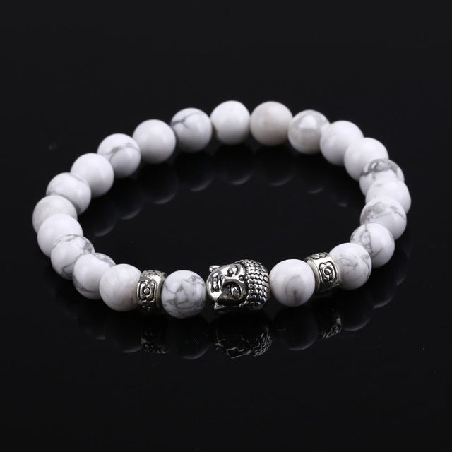Lava Stone &amp; Buddha Head Mala Bracelet