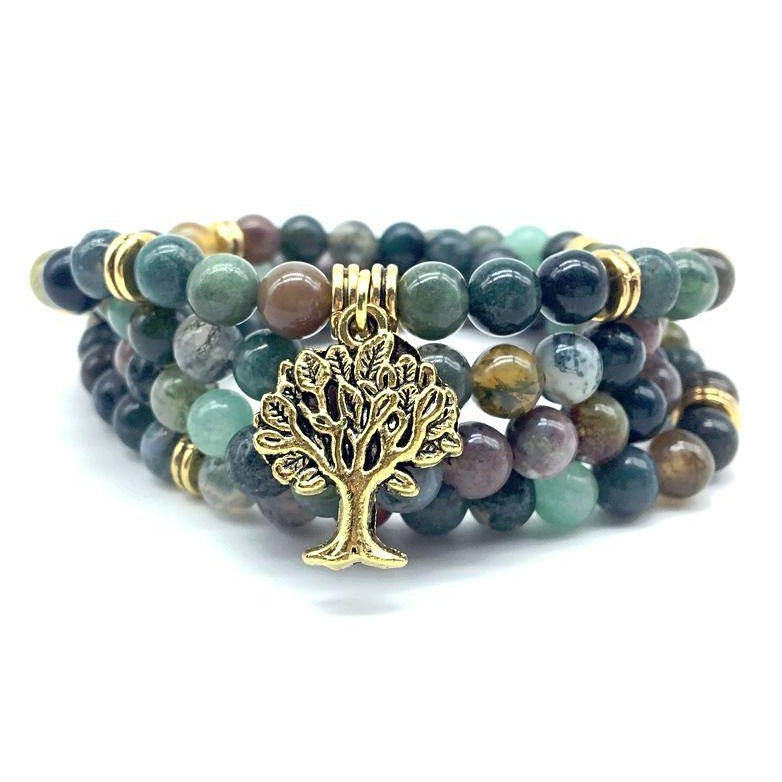 Healing Indian Agate Tree of Life Mala