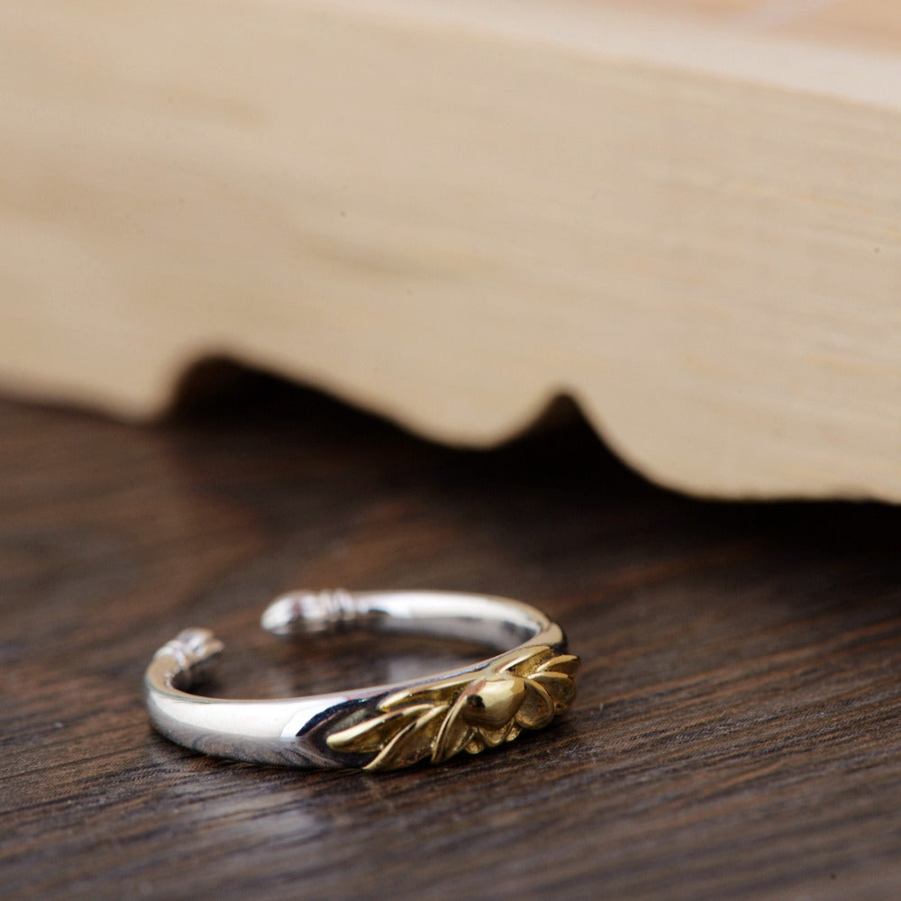 Sterling Silver &amp; Gold Lotus Flower Ring