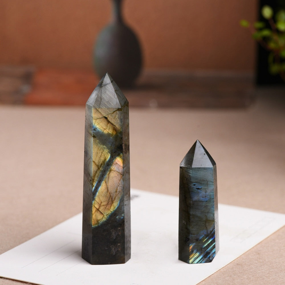 Labradorite Moonstone Hexagonal Edge Stone - Earth Healing