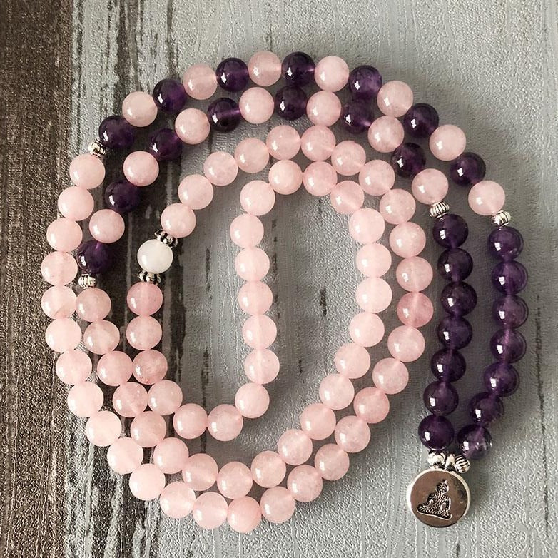 Rose Quartz & Amethyst Healing Mala