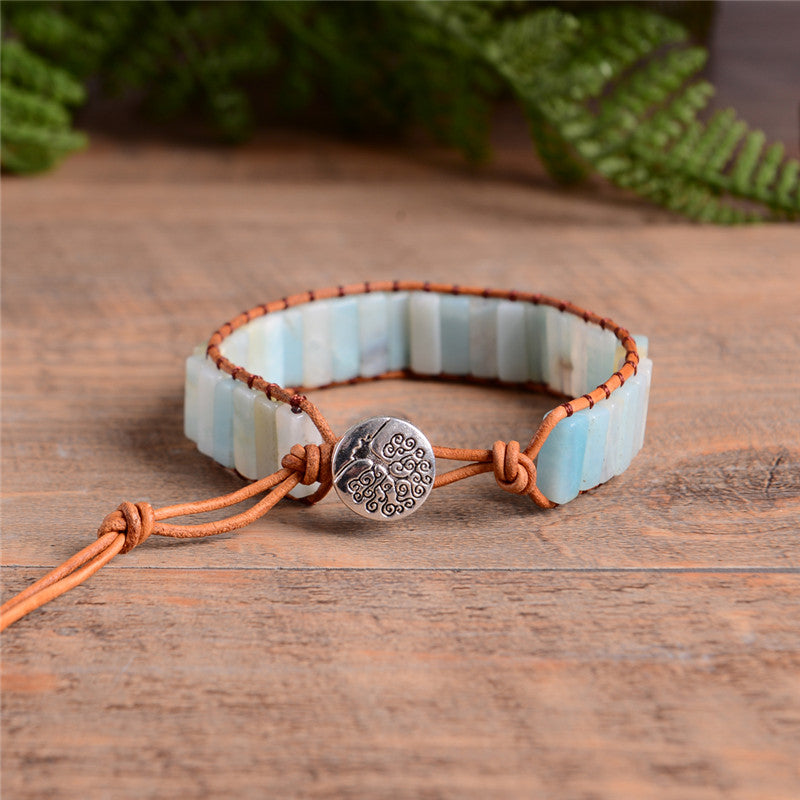 Bohemian Amazonite Leather Bracelet