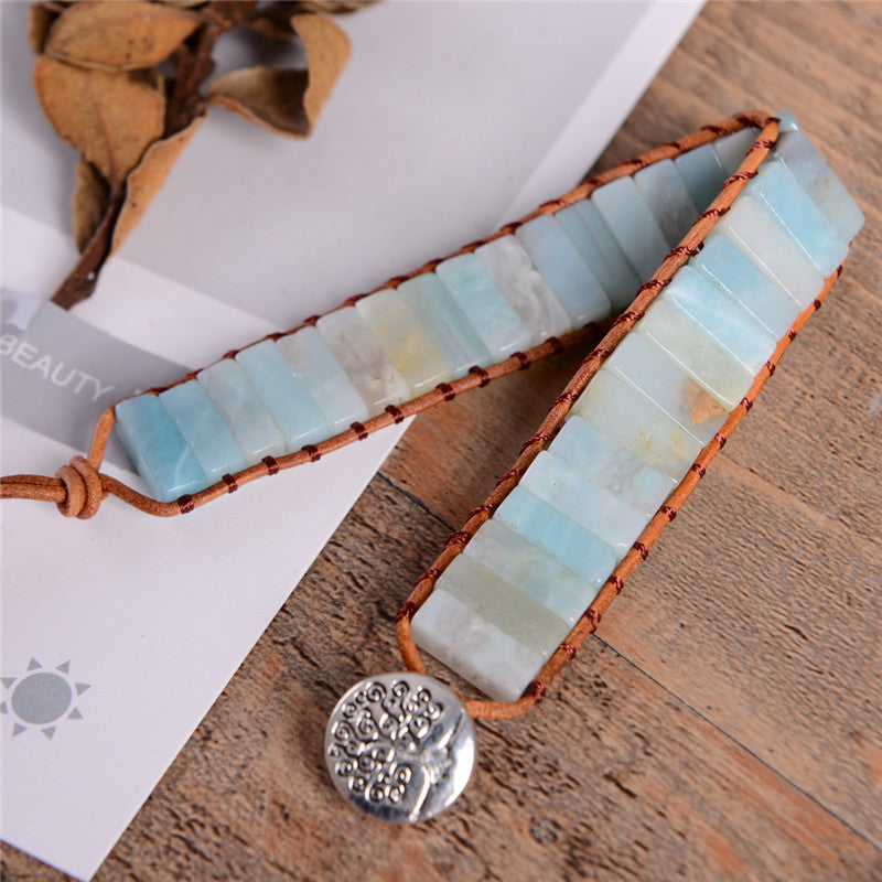 Bohemian Amazonite Leather Bracelet