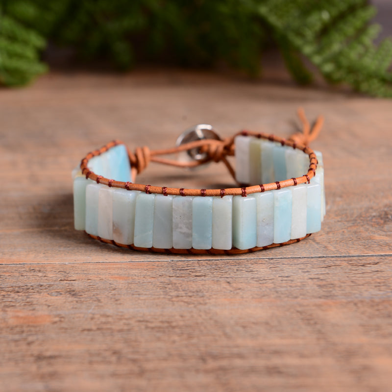 Bohemian Amazonite Leather Bracelet