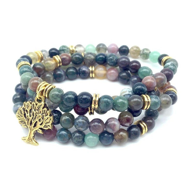 Healing Indian Agate Tree of Life Mala