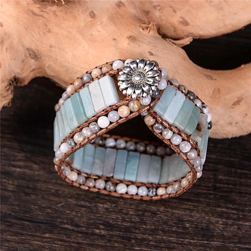 Flirty Flower Clasp Amazonite Bracelet