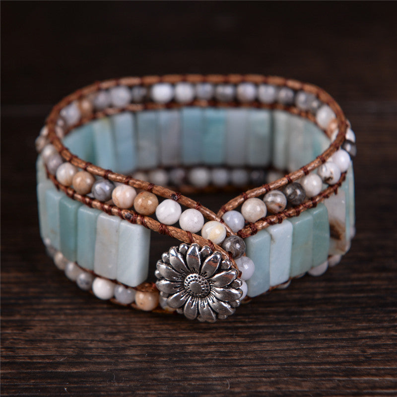Flirty Flower Clasp Amazonite Bracelet