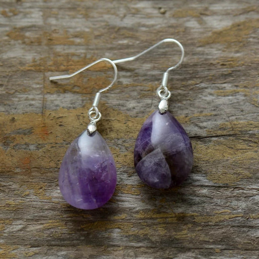 Natural Amethyst Drop Earrings