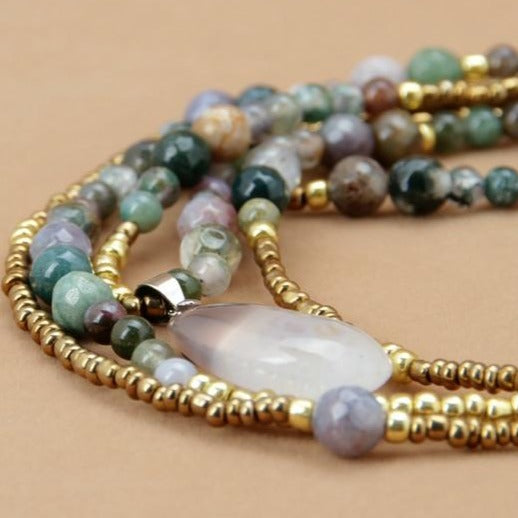 Triple Layer Indian Agate Necklace