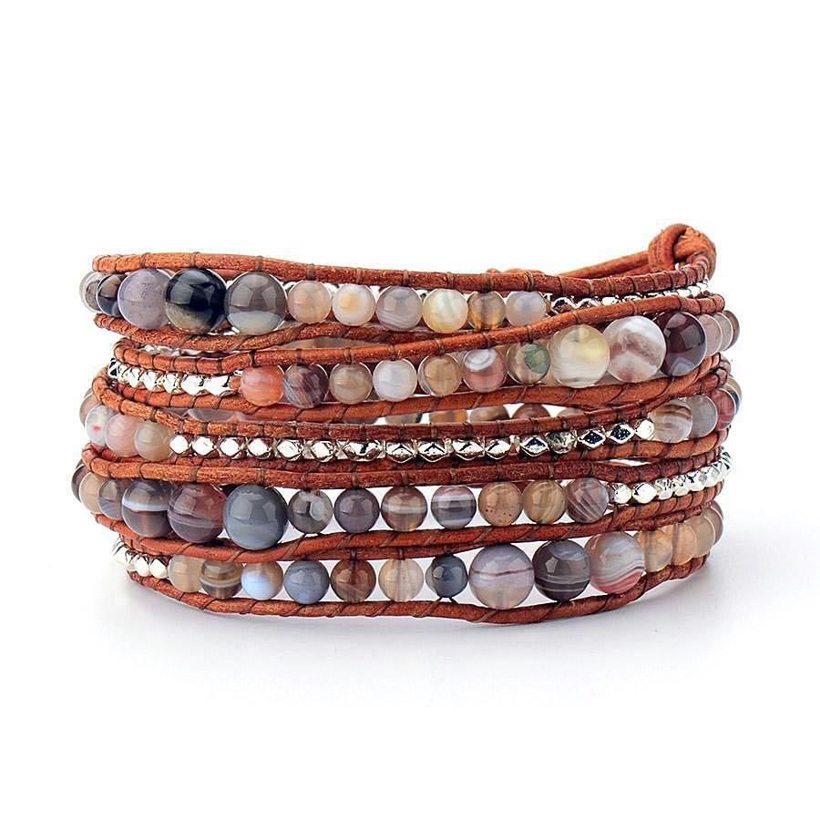 Elegant Botswana Agate Wrap Bracelet