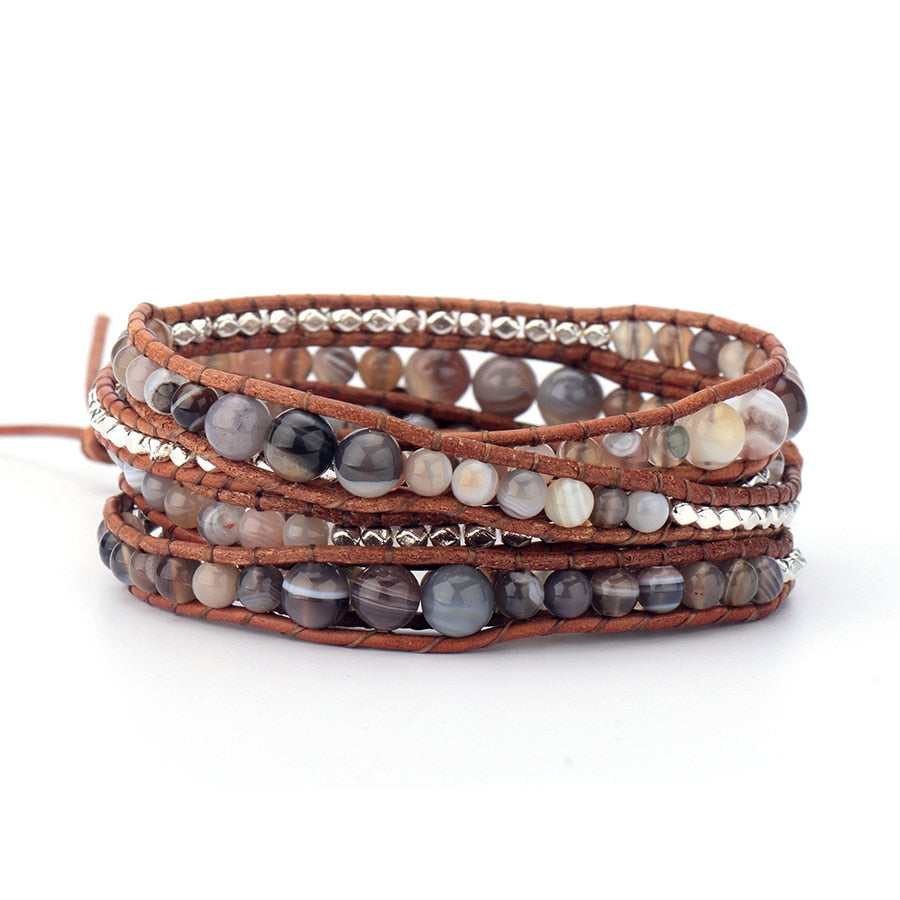 Elegant Botswana Agate Wrap Bracelet