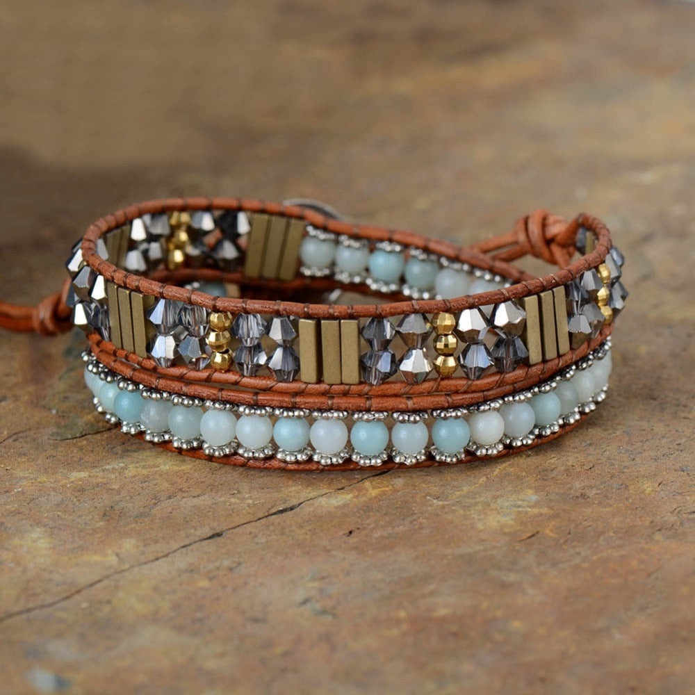 Blue Ice Amazonite Wrap Bracelet