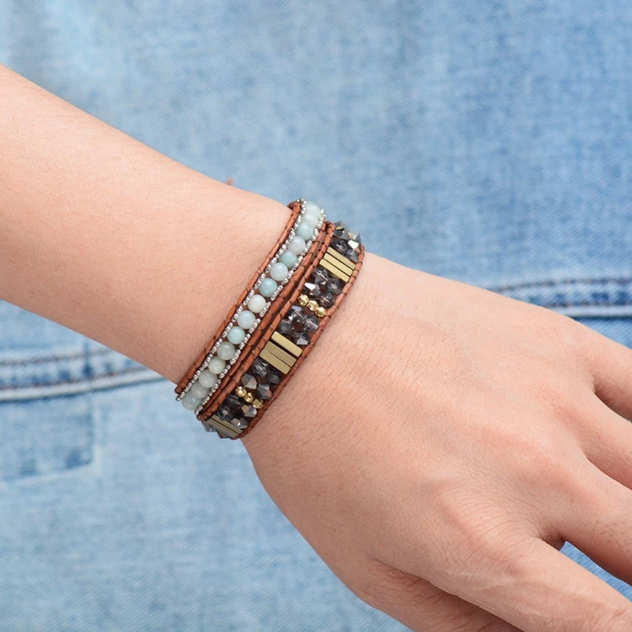 Blue Ice Amazonite Wrap Bracelet