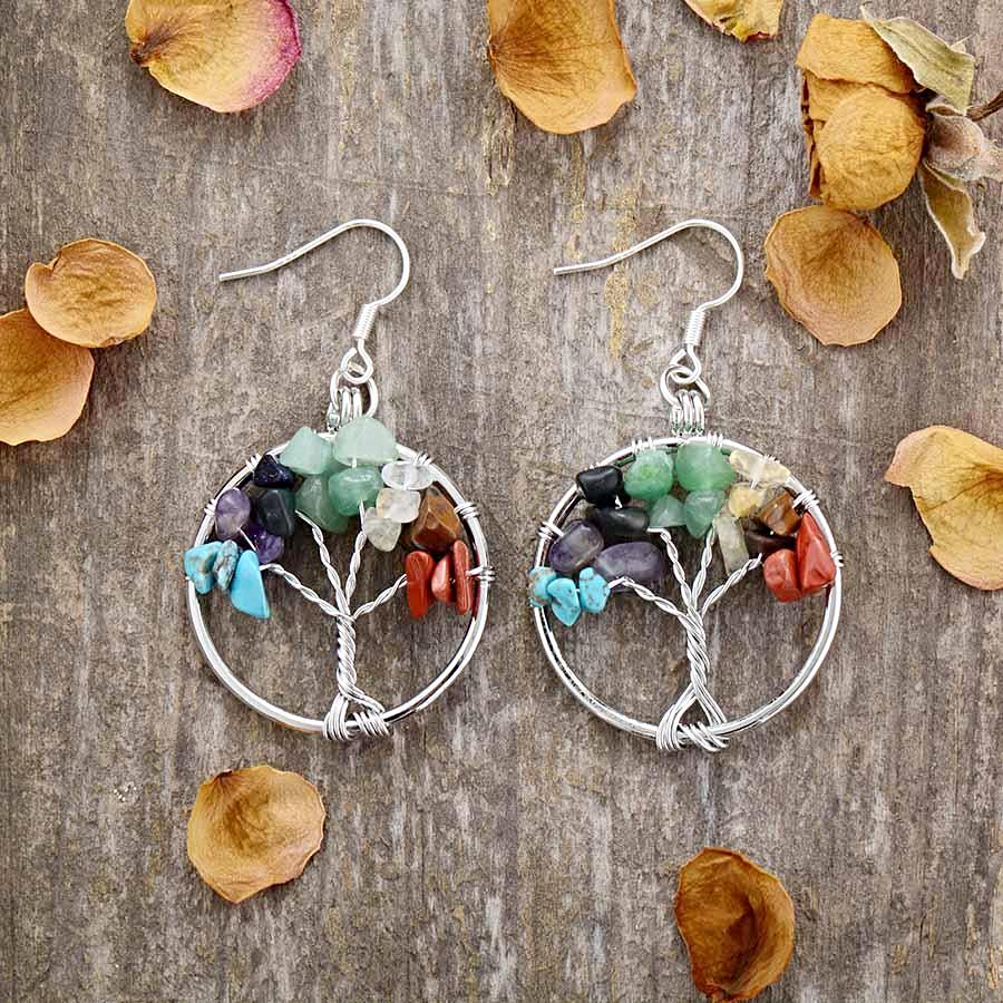 7 Chakra Tree of Life Earrings
