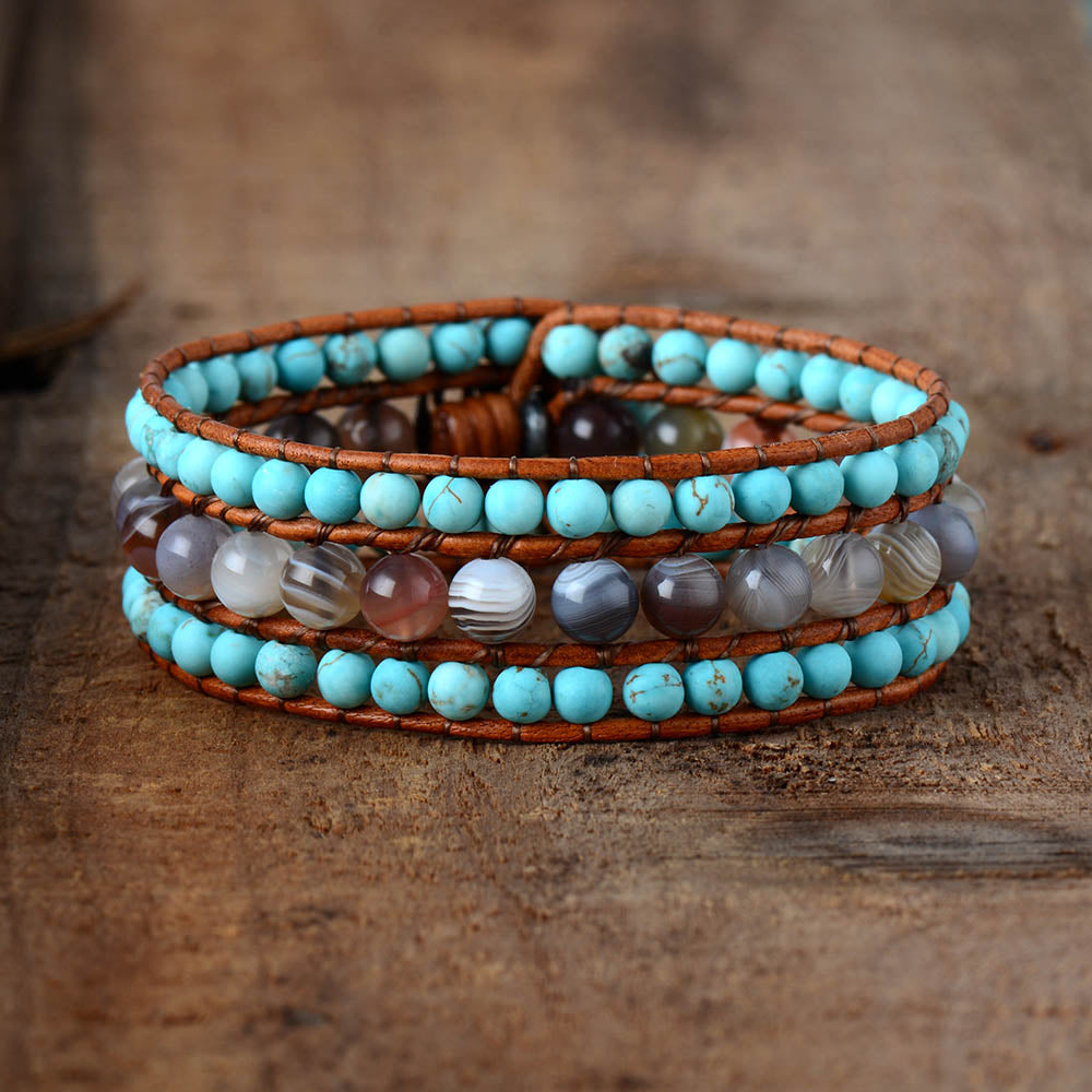Turquoise & Botswana Cuff Bracelet