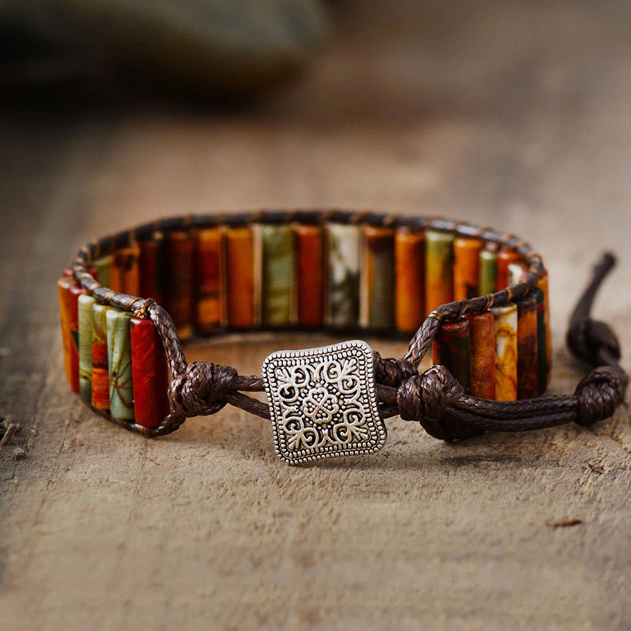 Peace is Possible Jasper Tube Bracelet