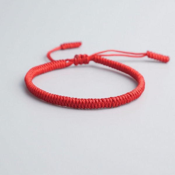 Red Tibetan Good Luck Rope Bracelet - Earth Healing Stones